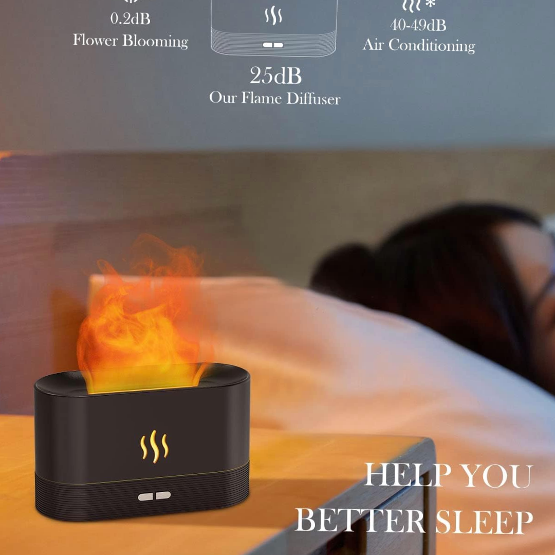Humidificador de aire con efecto llama LED