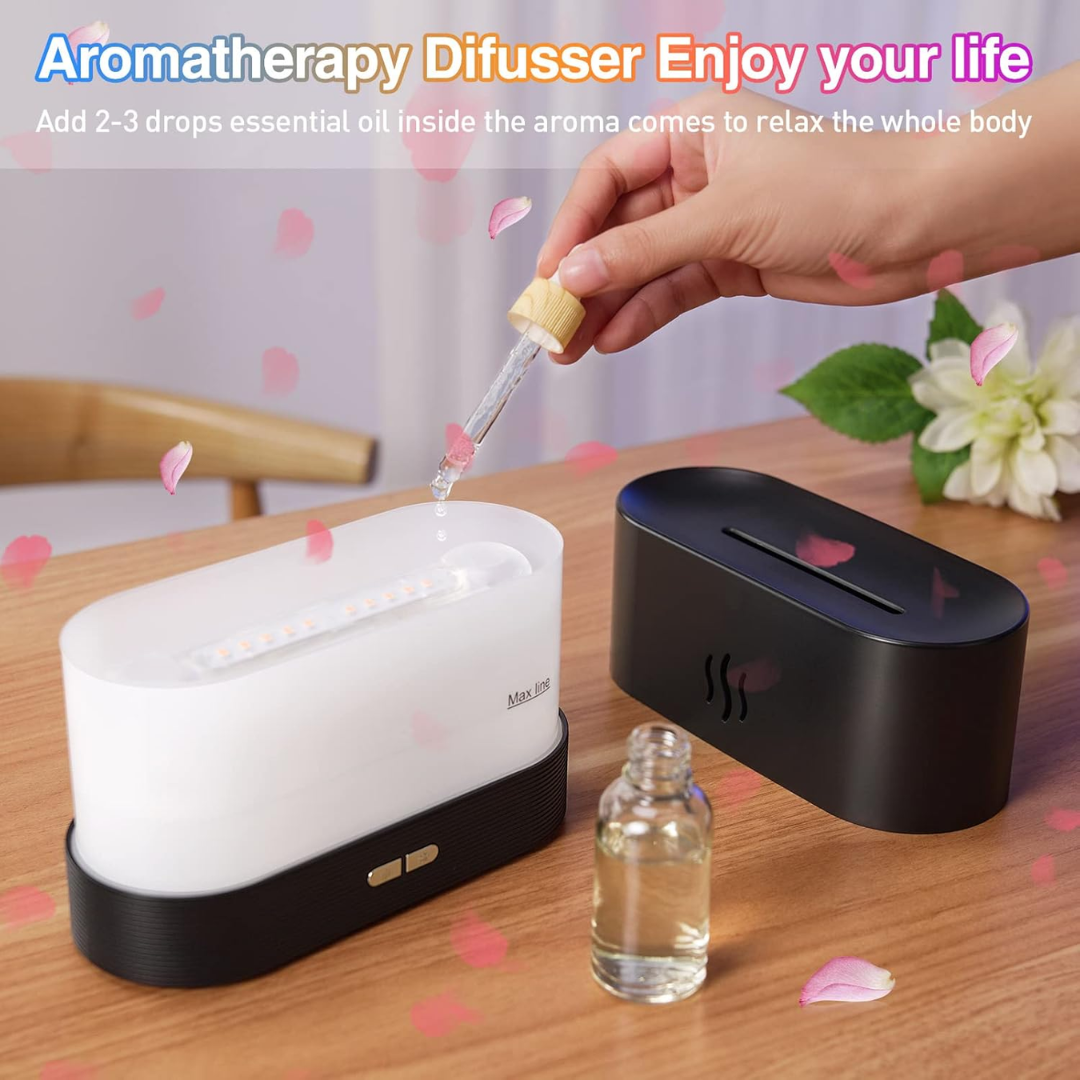 Humidificador de aire con efecto llama LED