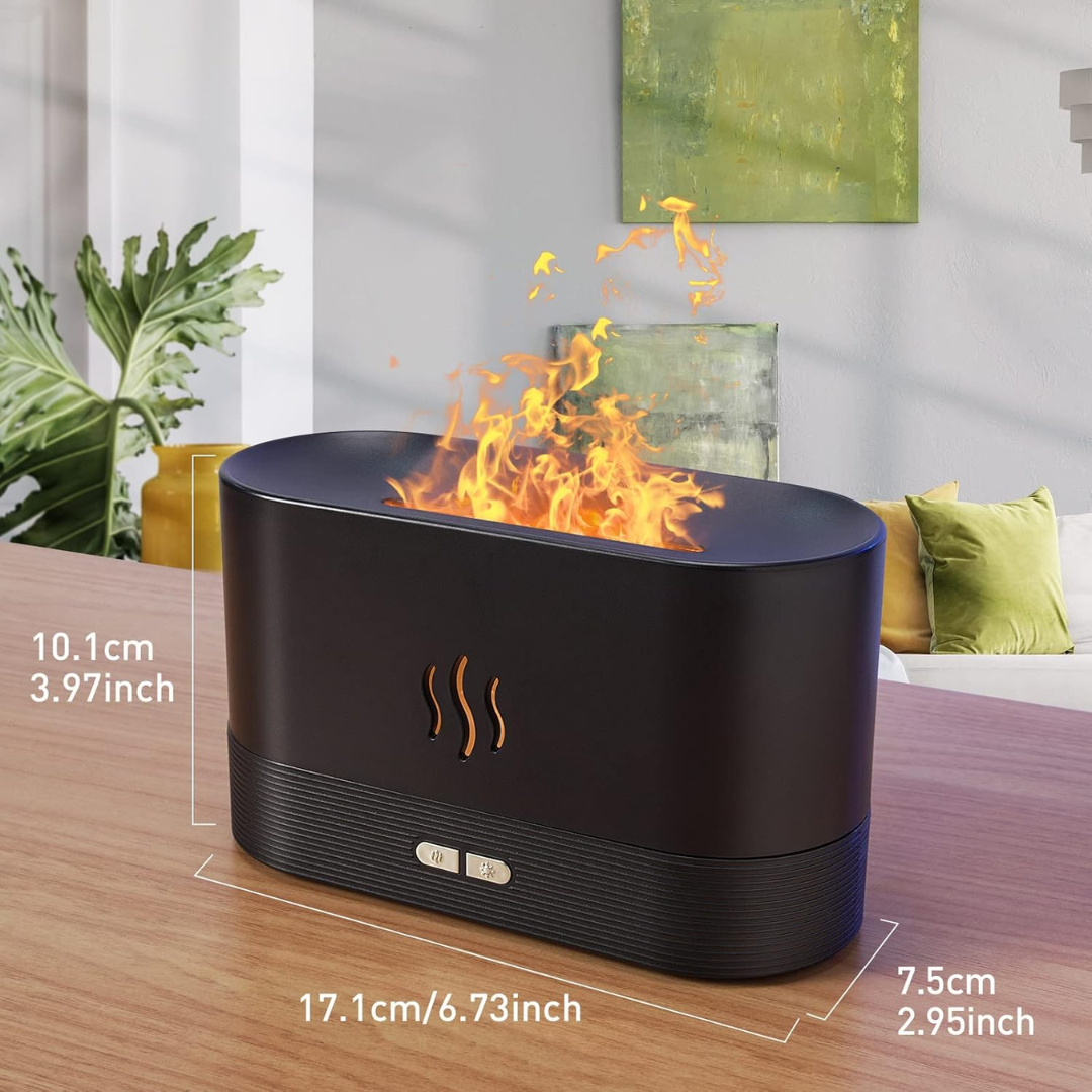 Humidificador de aire con efecto llama LED